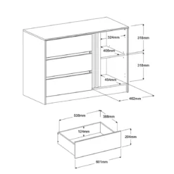 Commode 3 tiroirs 1 porte bois naturel CLEM
