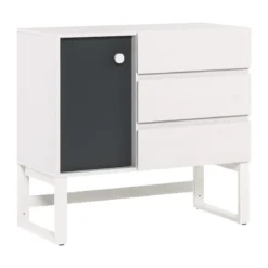 Commode 3 tiroirs 1 porte en bois blanc et anthracite - CO17028