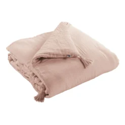 Couvre-lit double gaze de coton rose