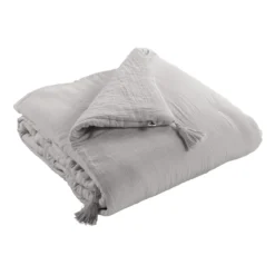 Couvre-lit double gaze de coton gris