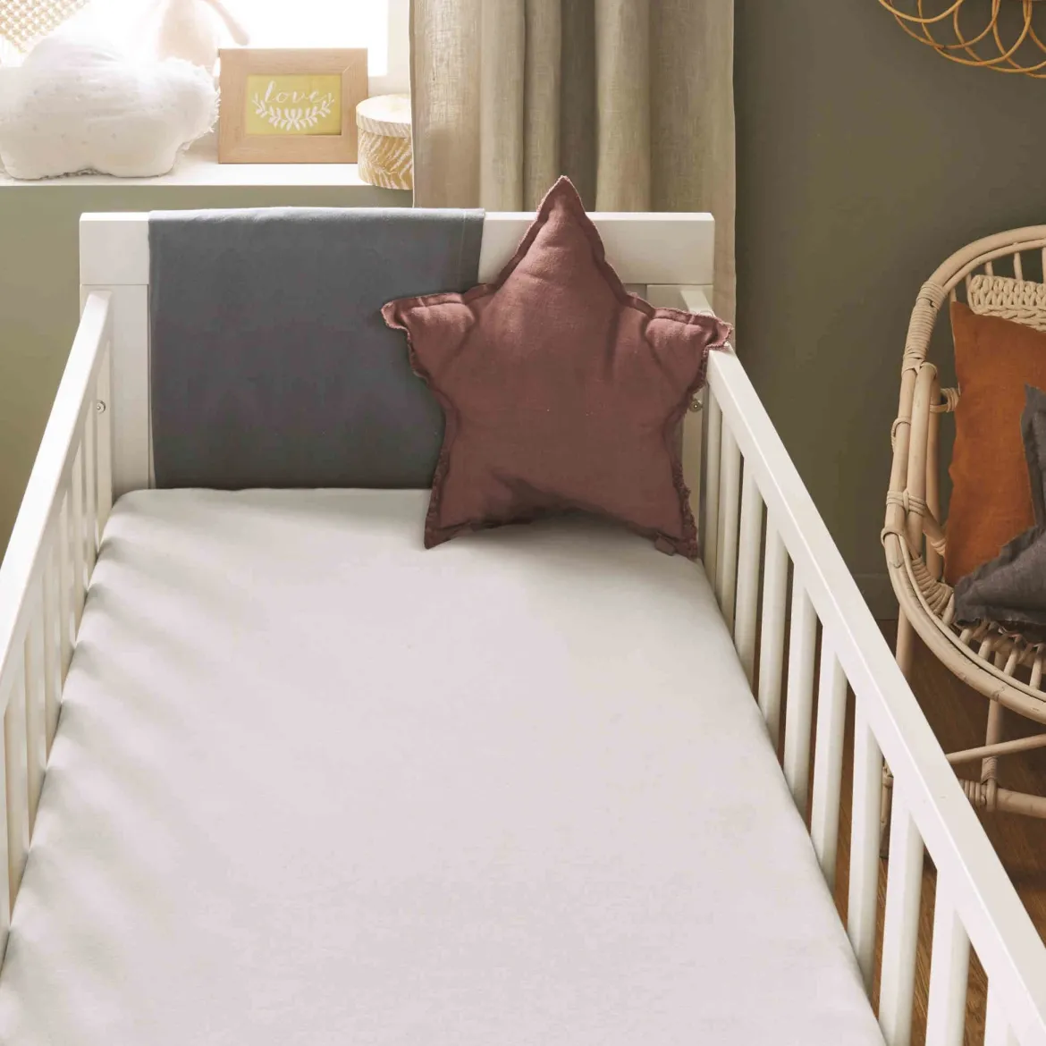 Drap housse bébé + alèse 2 en 1 coton imperméable blanc
