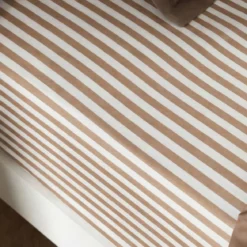 Drap housse coton à rayures marron Terre de Nuit Horizon