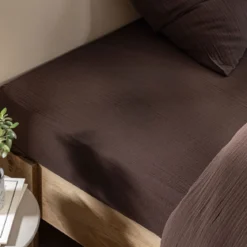 Drap housse gaze de coton Terre de Nuit JUNE