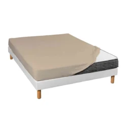 Drap housse jersey beige bonnet 30 cm 100% coton biologique