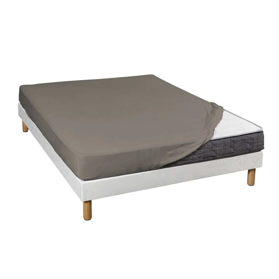 Drap housse jersey taupe bonnet 30 cm 100% coton biologique
