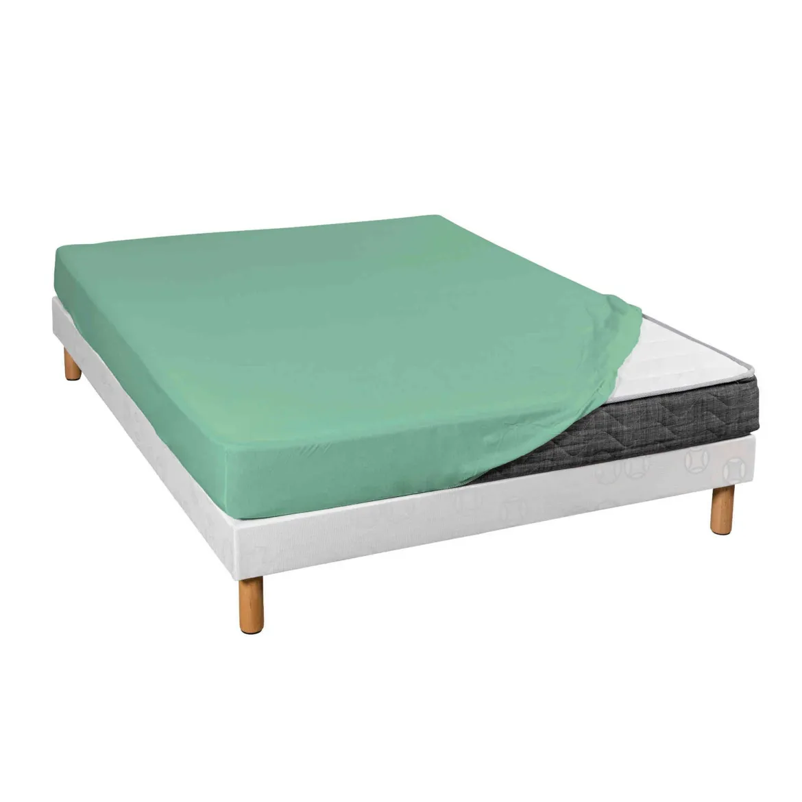 Drap housse jersey vert jade bonnet 30 cm 100% coton biologique
