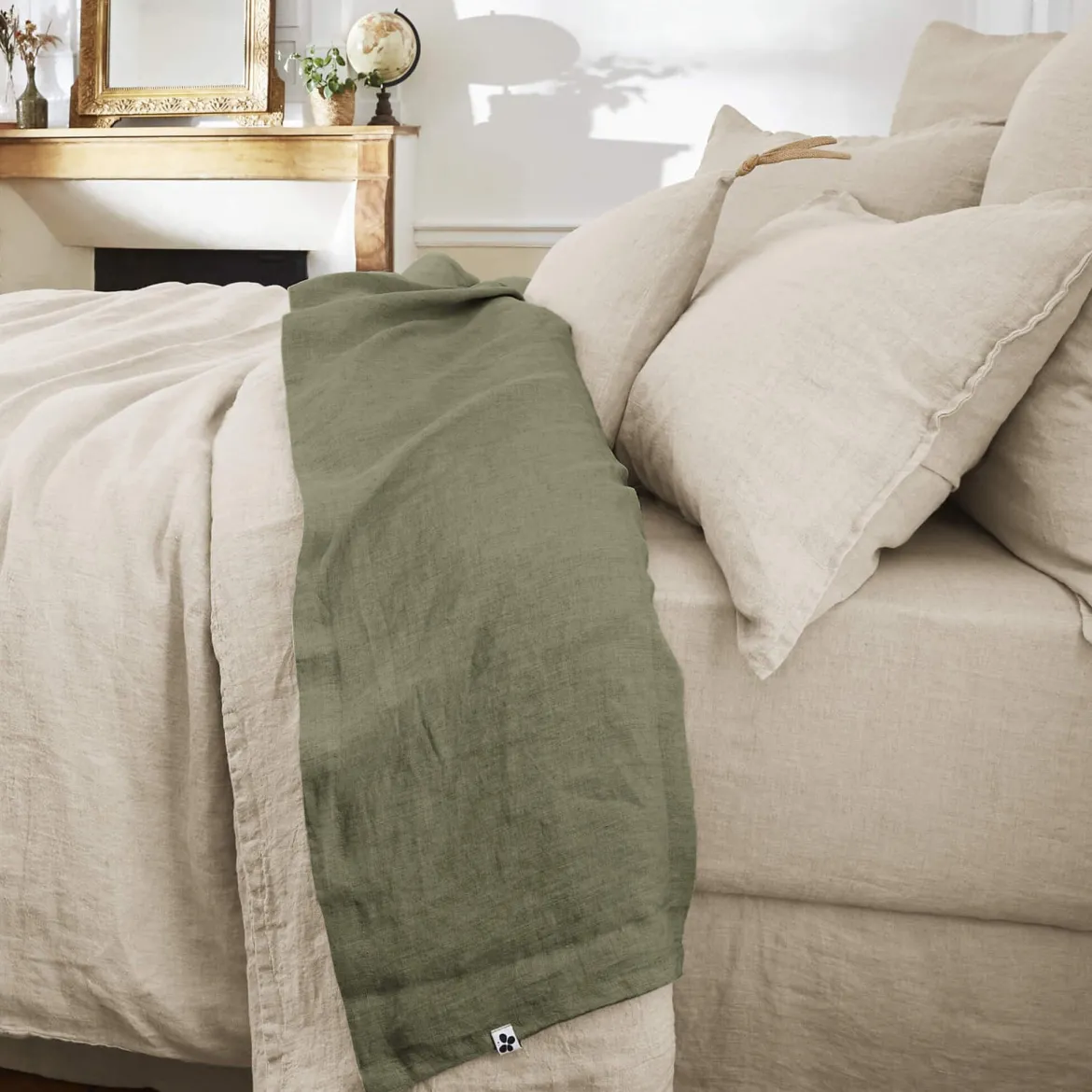 Drap plat lin lavé