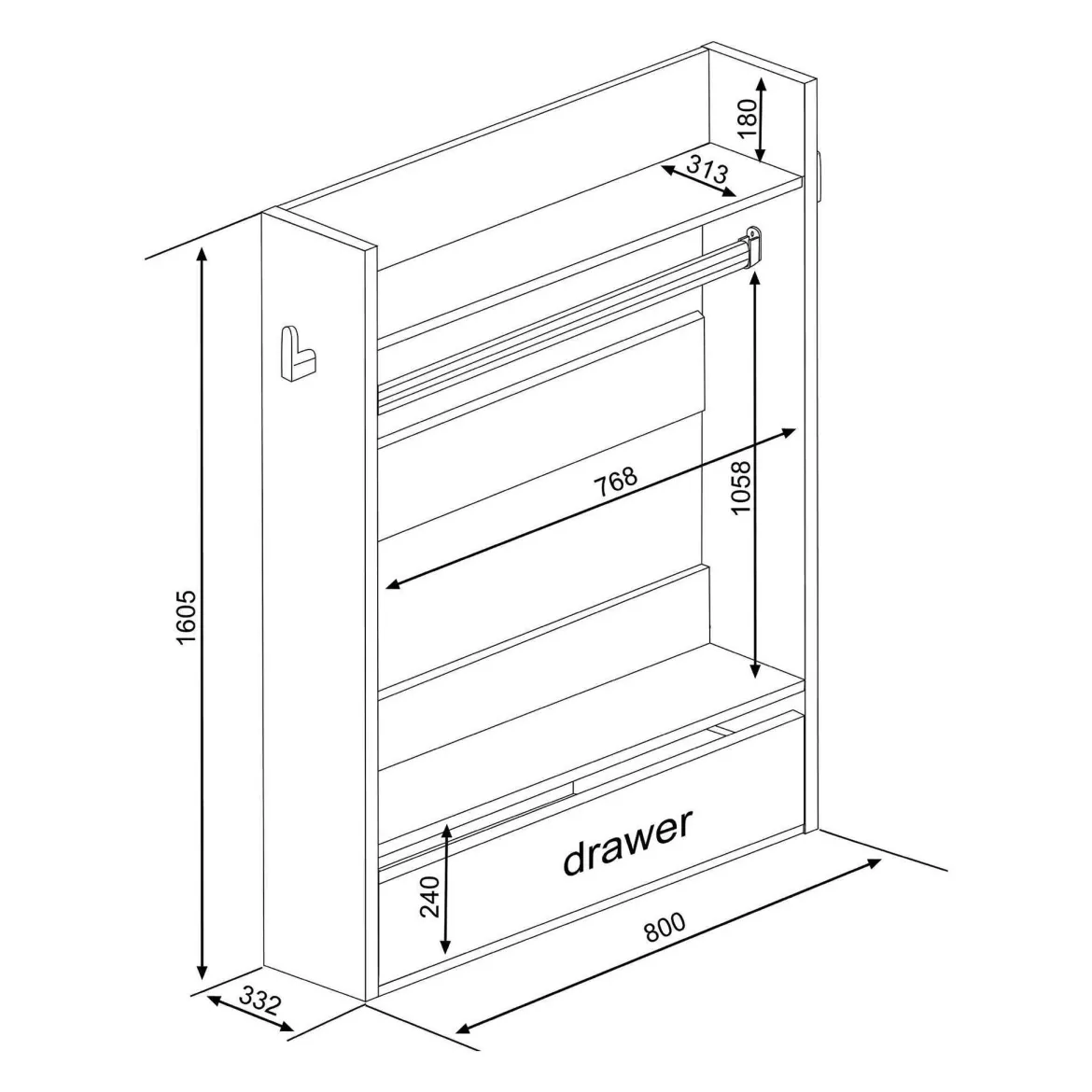 Dressing enfant en bois grisé - DR9020