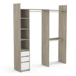 Dressing modulable avec étagères chêne kronberg et blanc - DR208