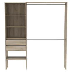 Dressing modulable avec étagères et tiroirs bois clair - DR118