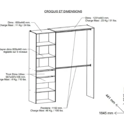 Dressing modulable avec étagères et tiroirs bois clair - DR118