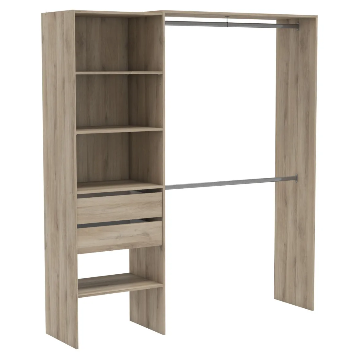 Dressing modulable avec étagères et tiroirs bois clair - DR118