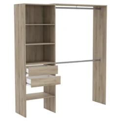 Dressing modulable avec étagères et tiroirs bois clair - DR118