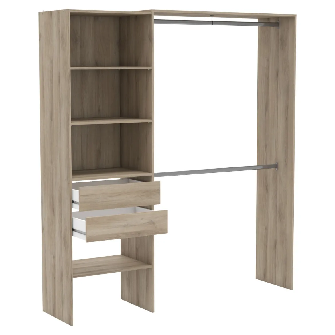 Dressing modulable avec étagères et tiroirs bois clair - DR118