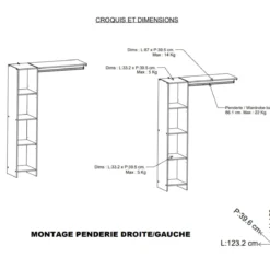 Dressing modulable avec étagères blanc - DR117