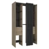 Dressing ouvert avec rideau, extensible en bois imitation chêne kronberg - DR185