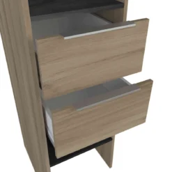 Dressing ouvert avec rideau, extensible en bois imitation chêne kronberg - DR185