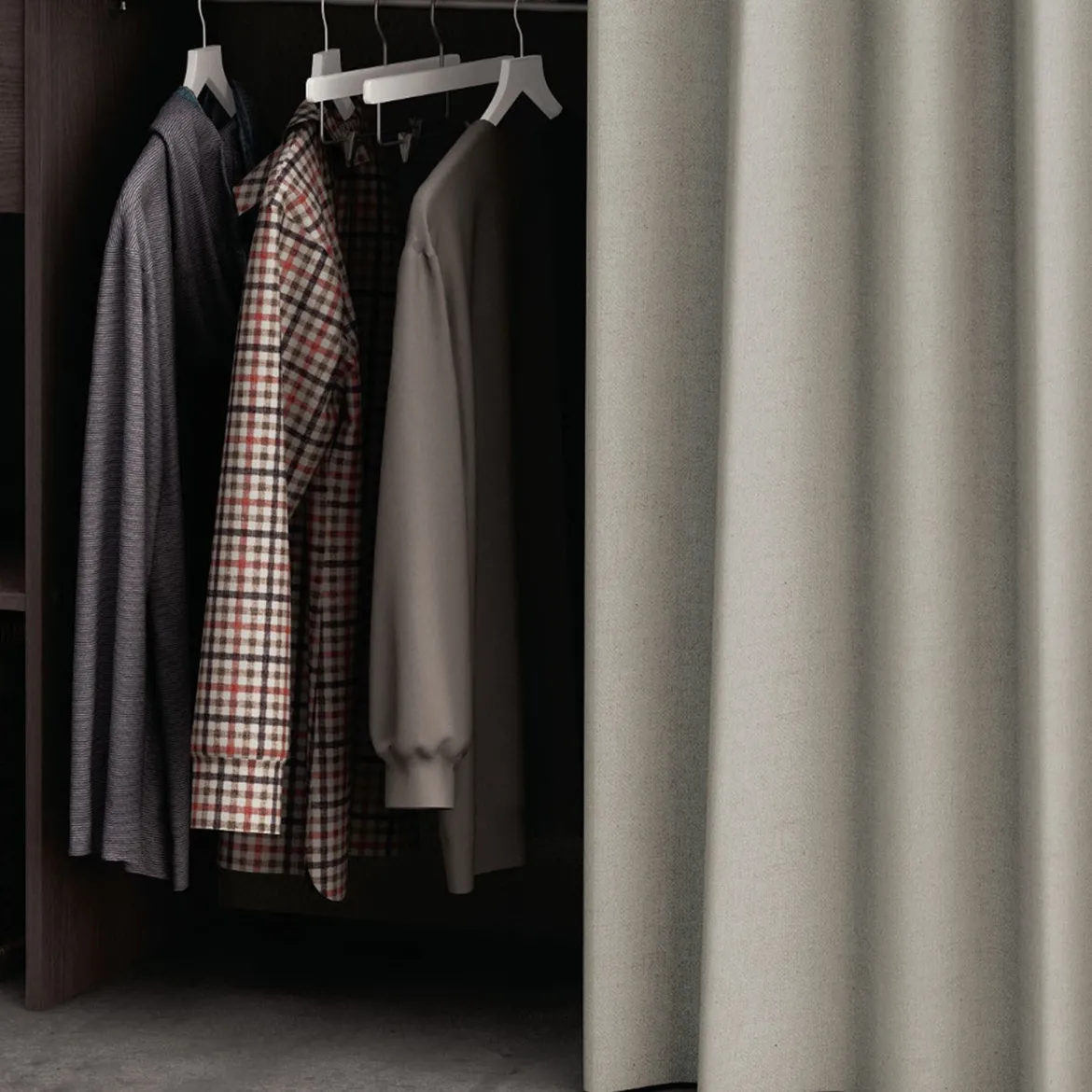 Dressing ouvert avec rideau, extensible
