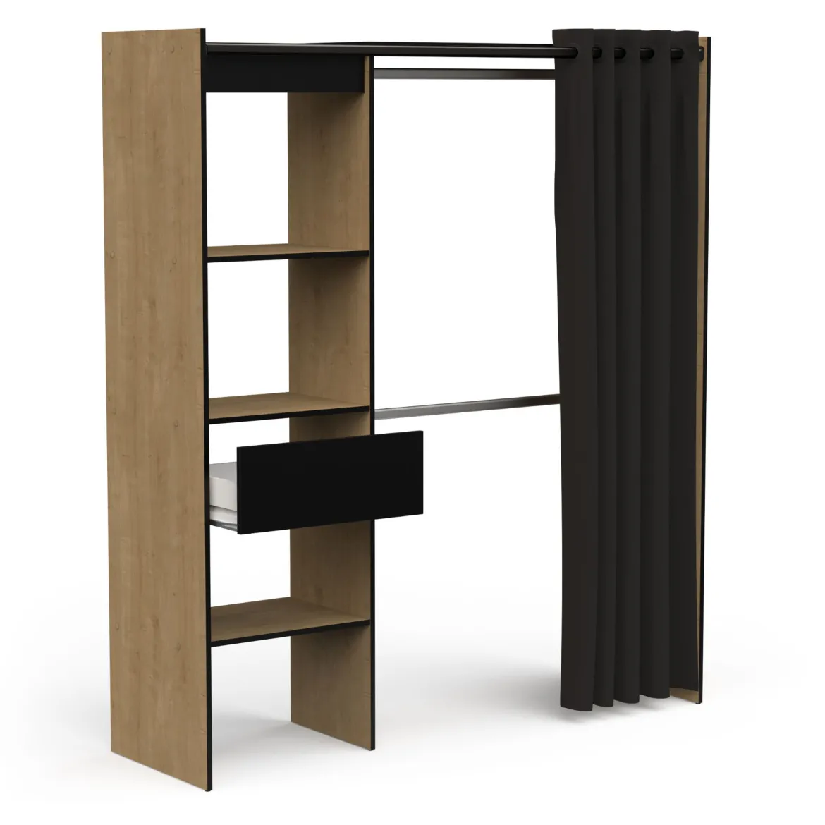 Dressing ouvert avec rideau, extensible