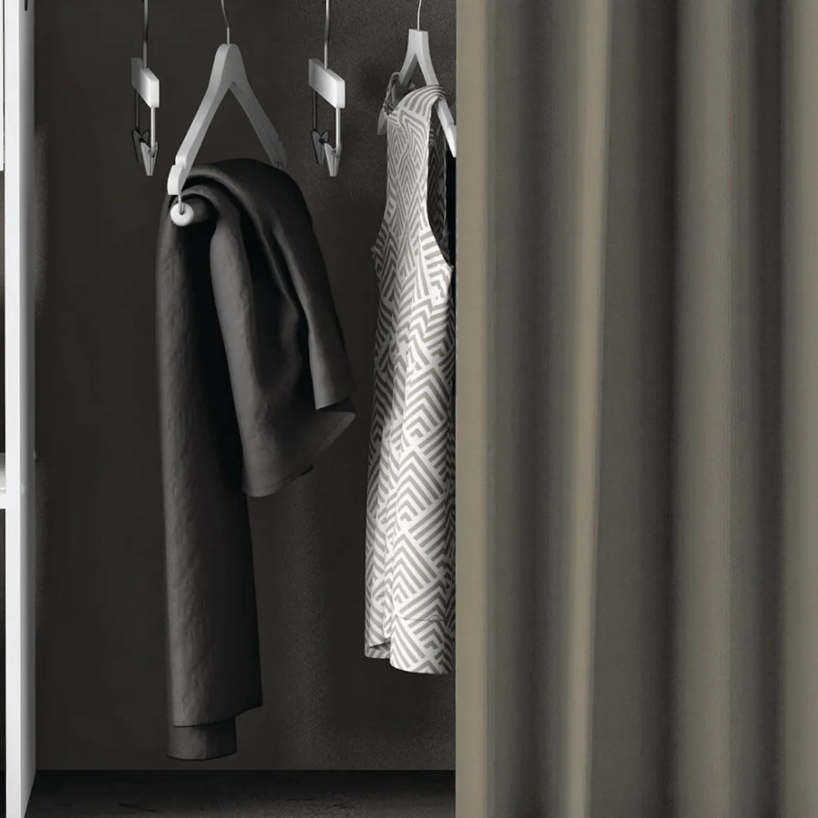 Dressing ouvert avec rideau, extensible