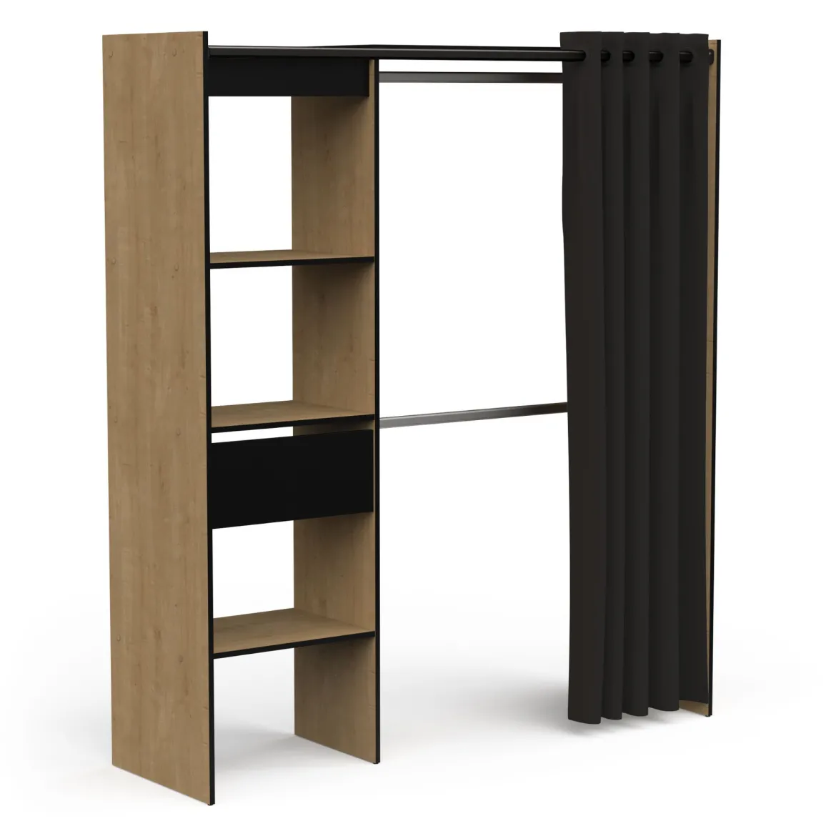 Dressing ouvert avec rideau, extensible