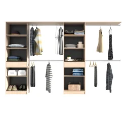 Dressing ouvert avec étagères, réversible bois naturel