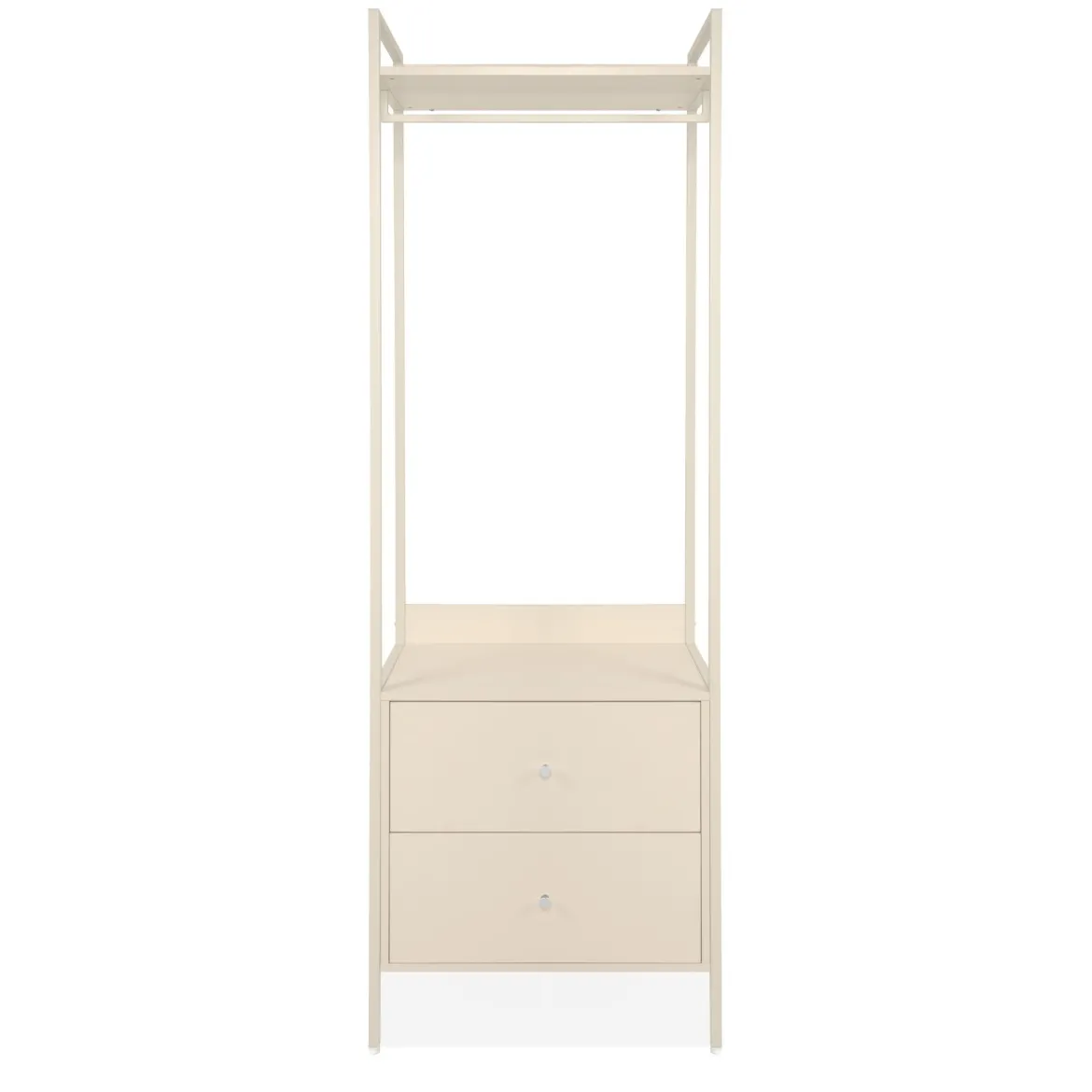 Dressing ouvert bois et métal avec tiroirs