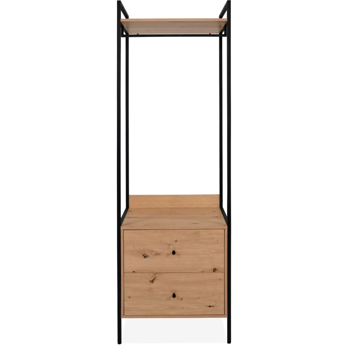 Dressing ouvert bois et métal avec tiroirs