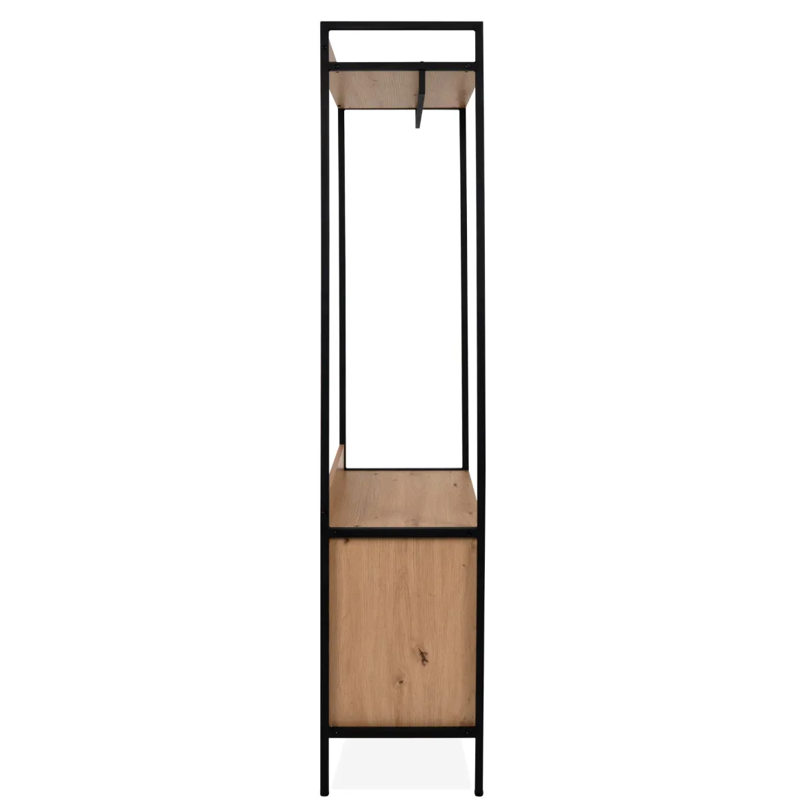 Dressing ouvert bois et métal avec tiroirs