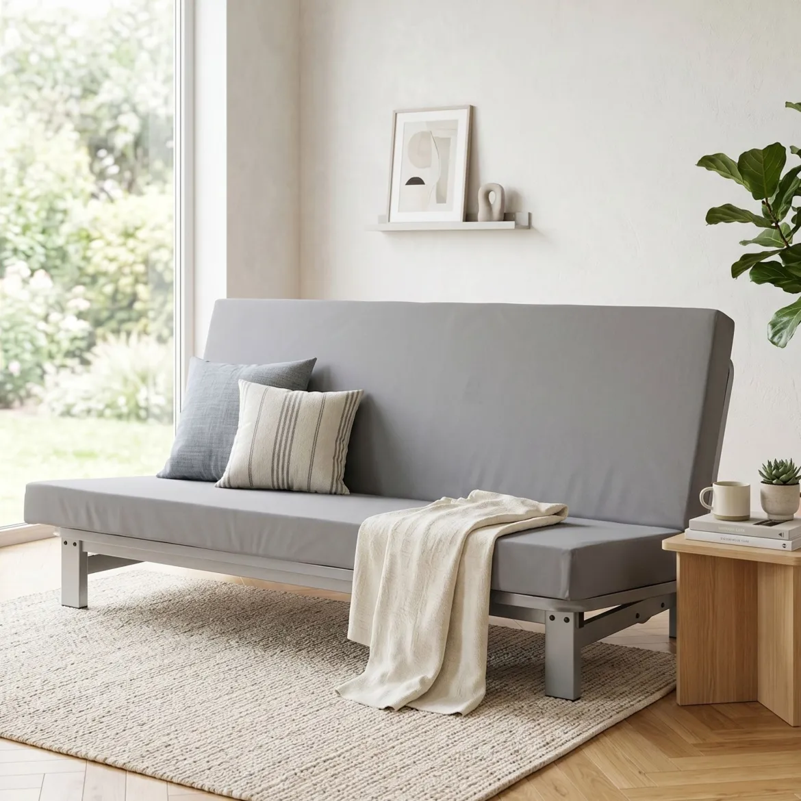 Ensemble banquette clic-clac avec matelas 130x190 cm Terre de Nuit L’Astucieux
