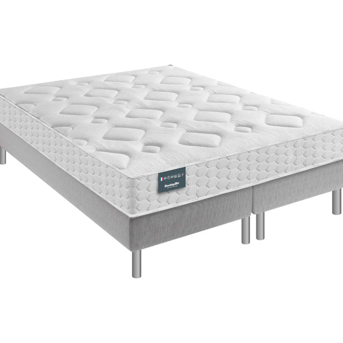 Ensemble Dunlopillo couchage latex Aérial® 24 cm LILAS, matelas, sommier, pieds