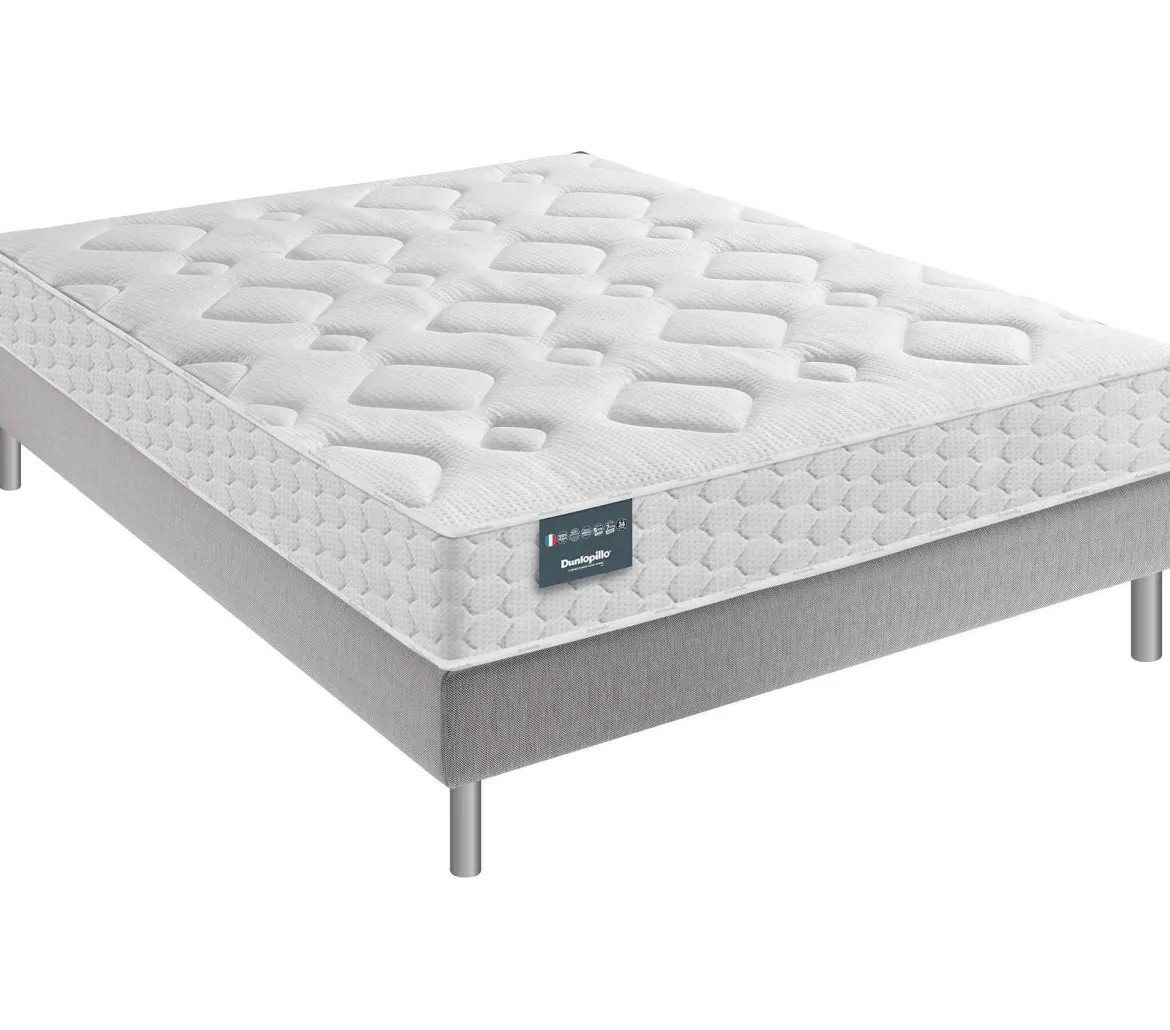 Ensemble Dunlopillo couchage latex Aérial® 24 cm LILAS, matelas, sommier, pieds