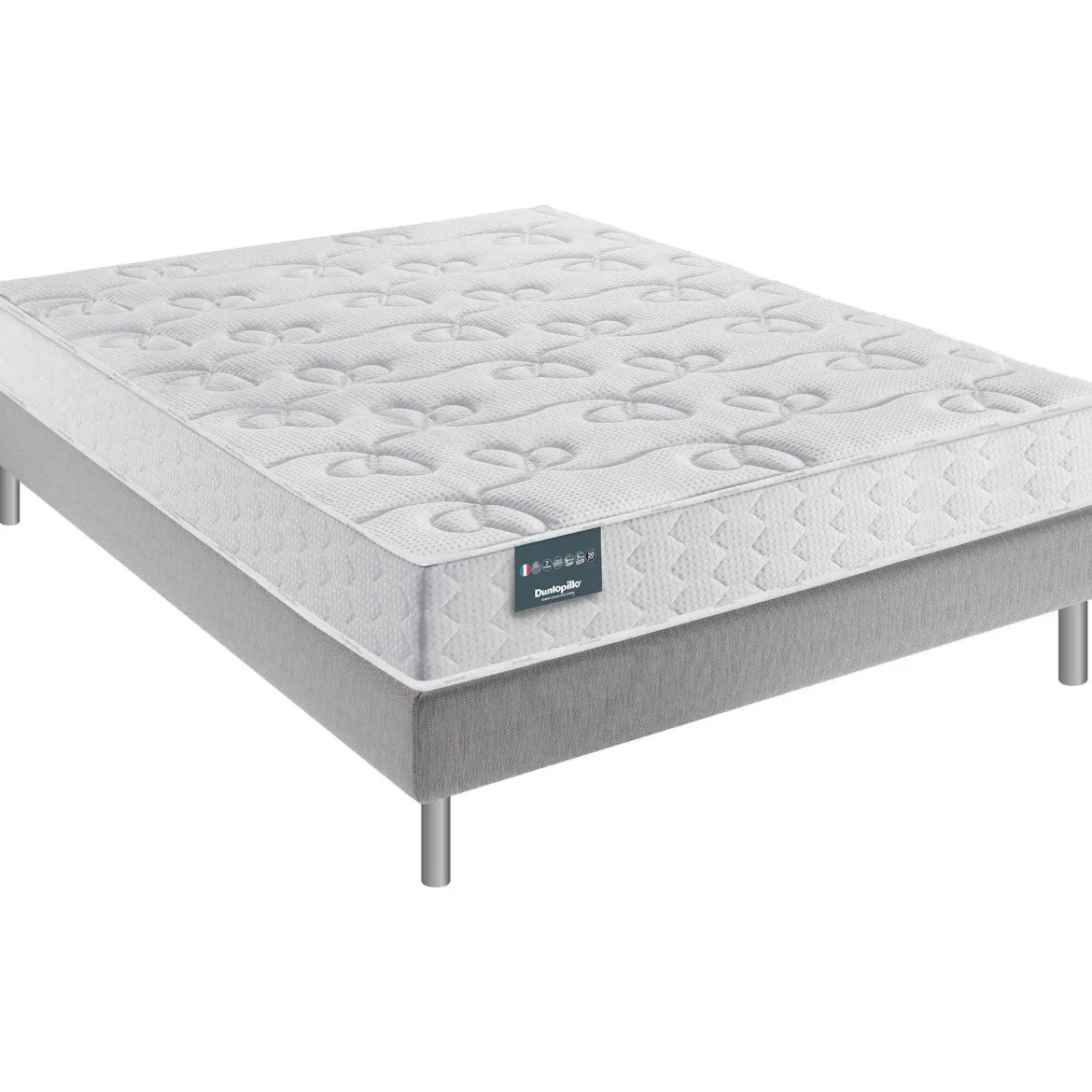 Ensemble Dunlopillo 100% latex 7 zones 20cm DAHLIA, matelas, sommier, pieds