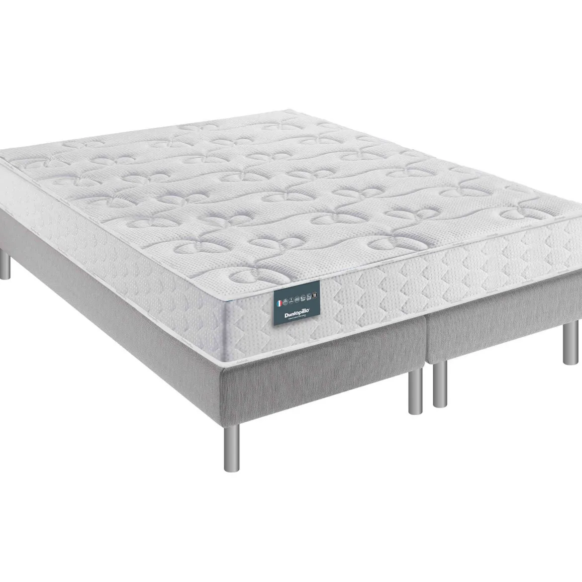 Ensemble Dunlopillo 100% latex 7 zones 18cm LAVANDE, matelas, sommier, pieds