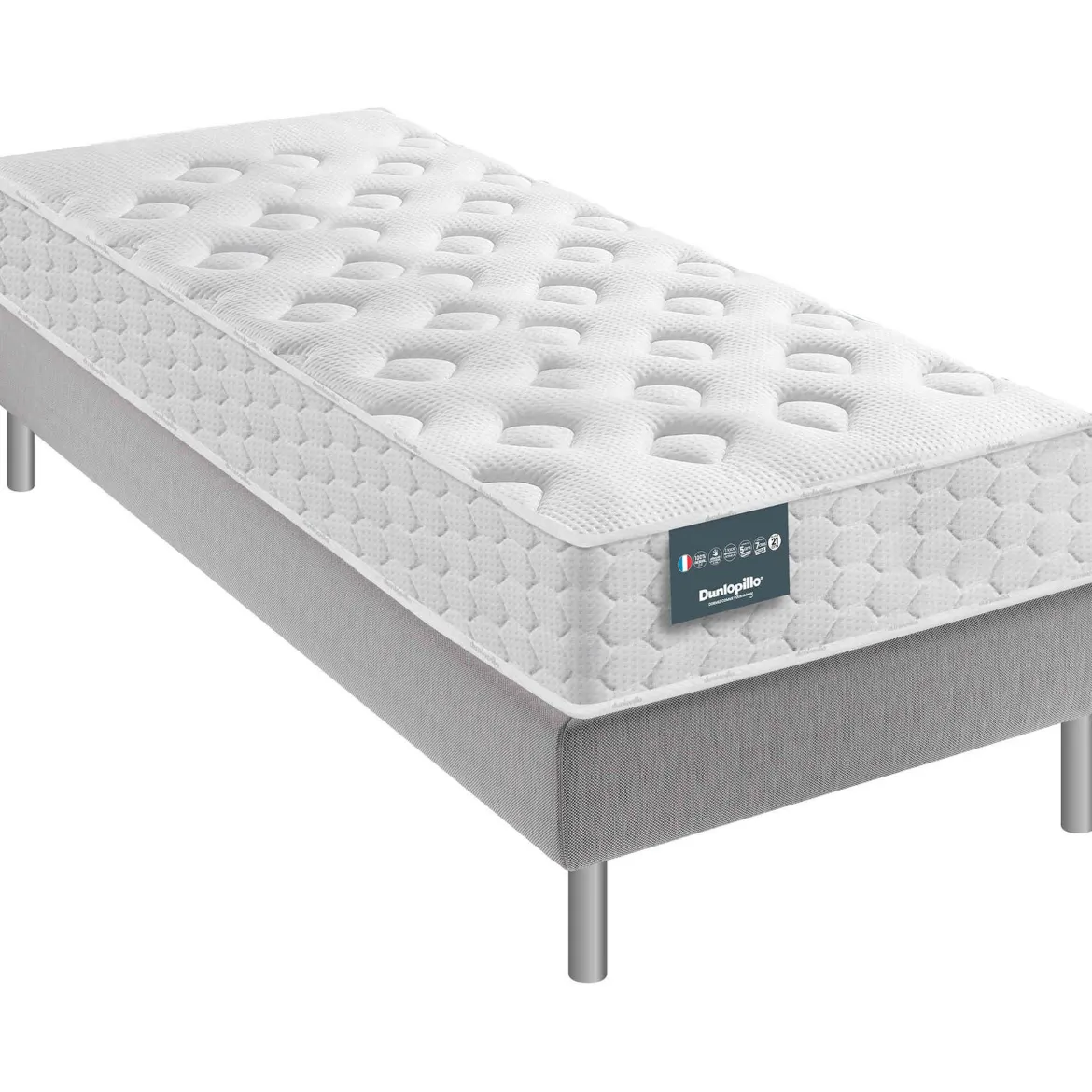 Ensemble Dunlopillo mousse mémoire Aérial® 21 cm NARCISSE, matelas, sommier, pieds