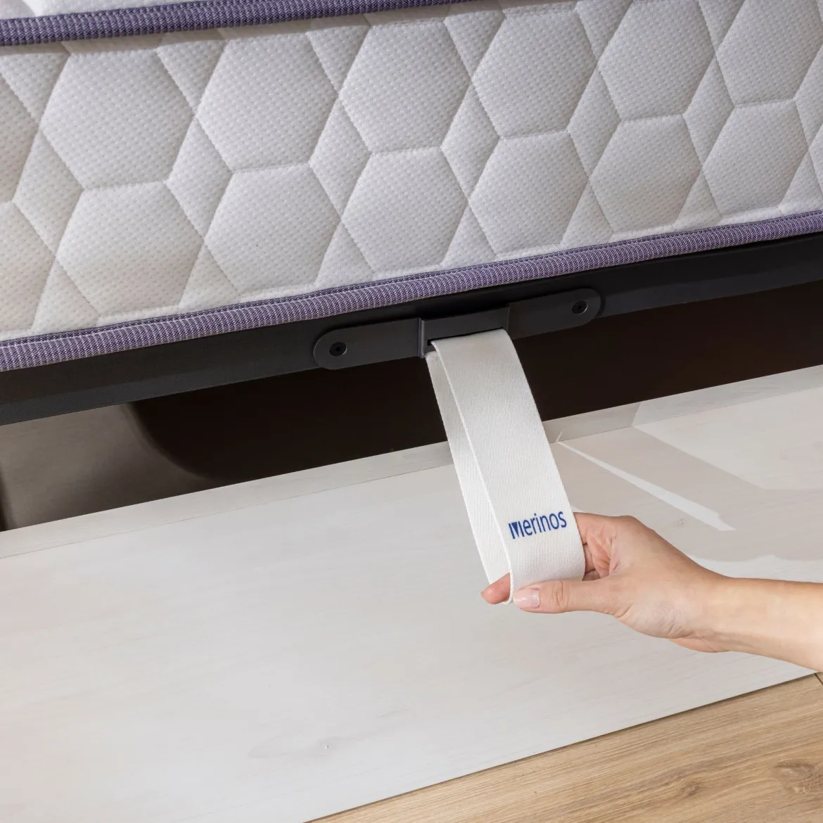 Ensemble lit coffre et matelas ressorts ensachés ferme Merinos