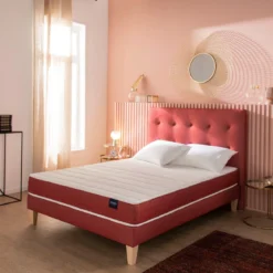 Ensemble matelas couchage latex, sommier, pieds, tête de lit, couette et oreiller Crépuscule 400 - SOMEO