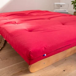 Ensemble matelas futon en coton et structure en bois massif naturel