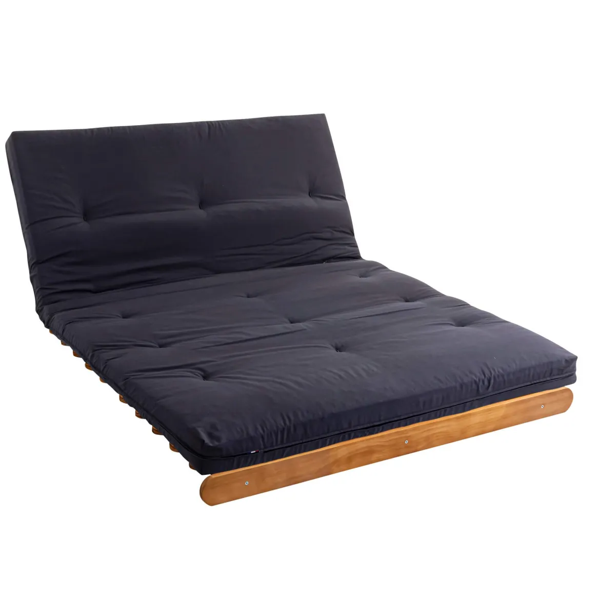 Ensemble matelas futon en coton et structure en bois massif naturel