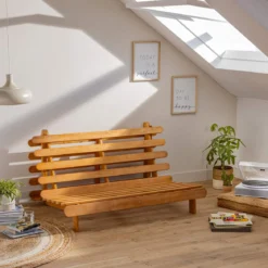 Ensemble matelas futon en coton et structure en bois massif naturel