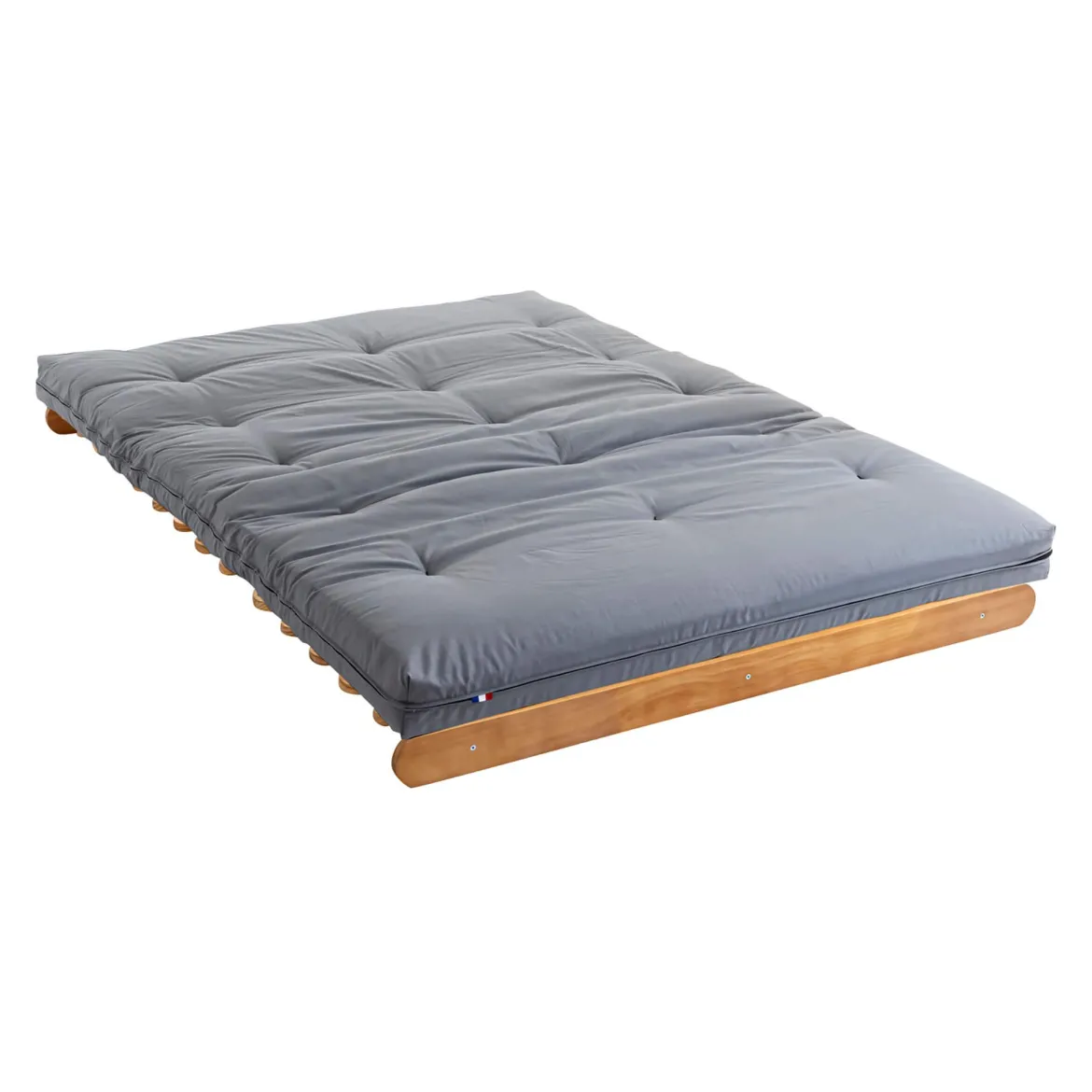 Ensemble matelas futon en coton et structure en bois massif naturel