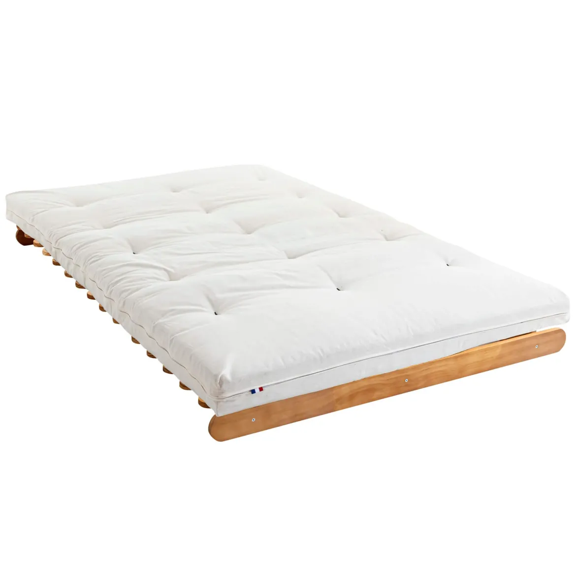 Ensemble matelas futon en coton et structure en bois massif naturel