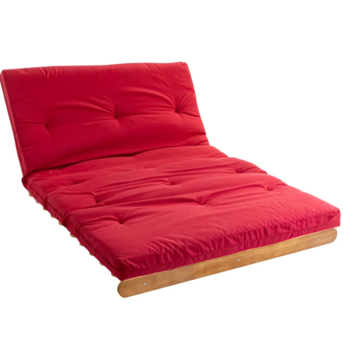 Ensemble matelas futon en coton et structure en bois massif naturel