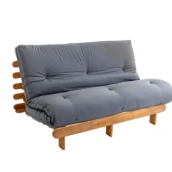 Ensemble matelas futon en coton et structure en bois massif naturel