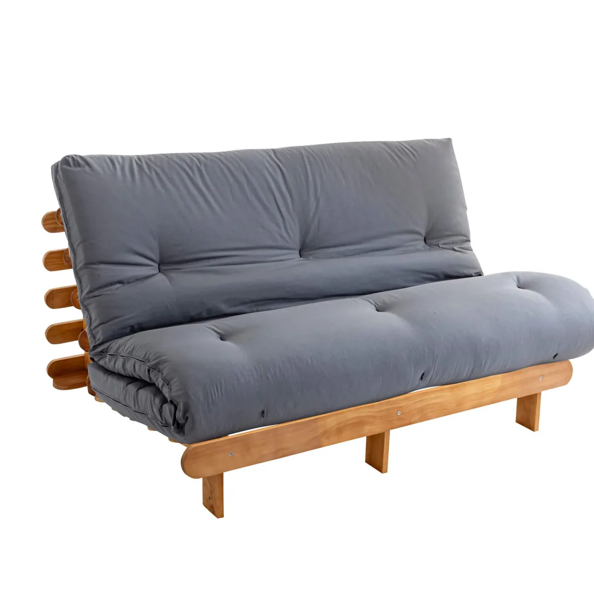 Ensemble matelas futon en coton et structure en bois massif naturel