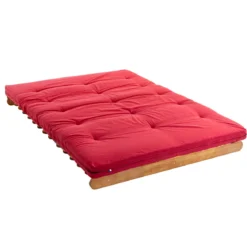 Ensemble matelas futon en coton et structure en bois massif naturel