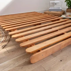 Ensemble matelas futon en coton et structure en bois massif naturel