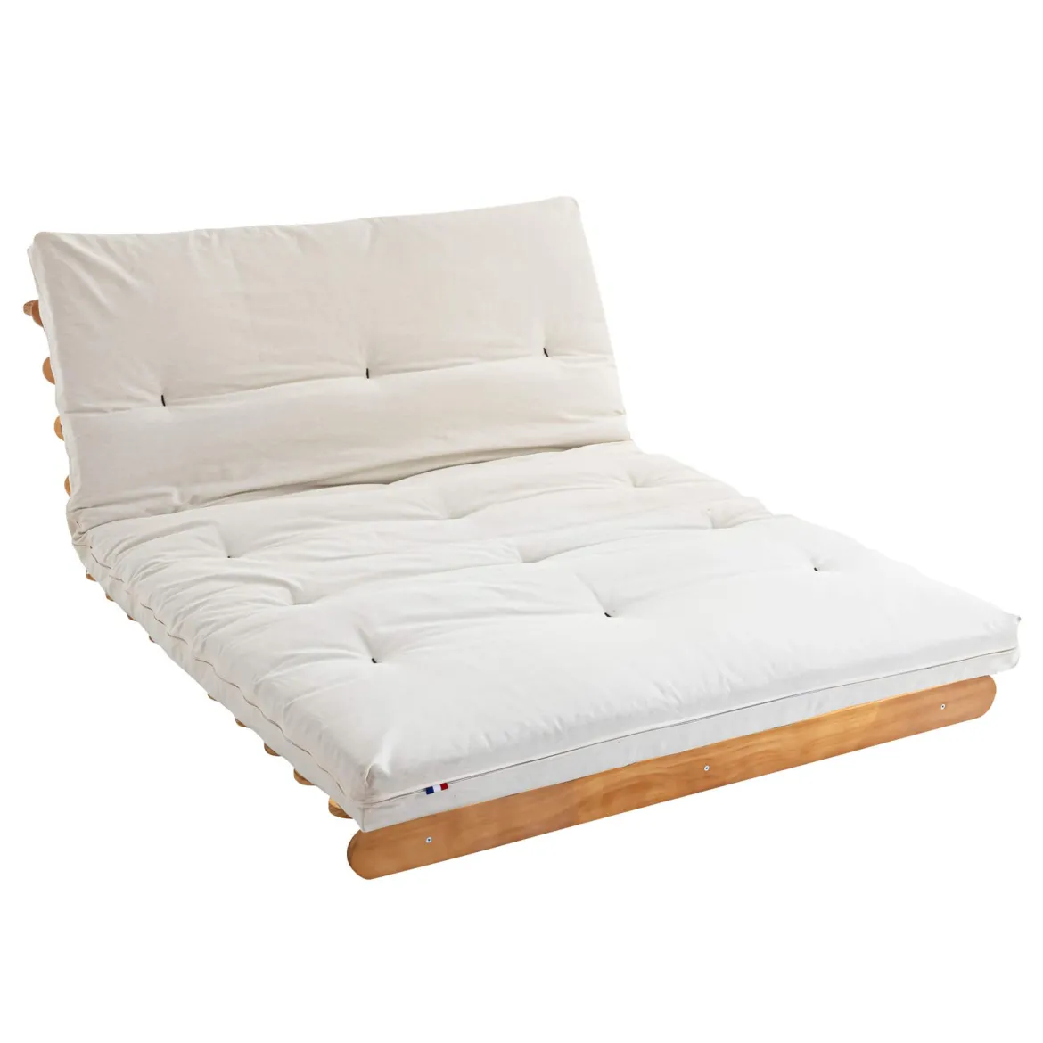 Ensemble matelas futon en coton et structure en bois massif naturel