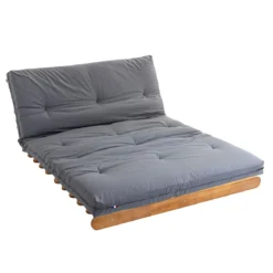Ensemble matelas futon en coton et structure en bois massif naturel