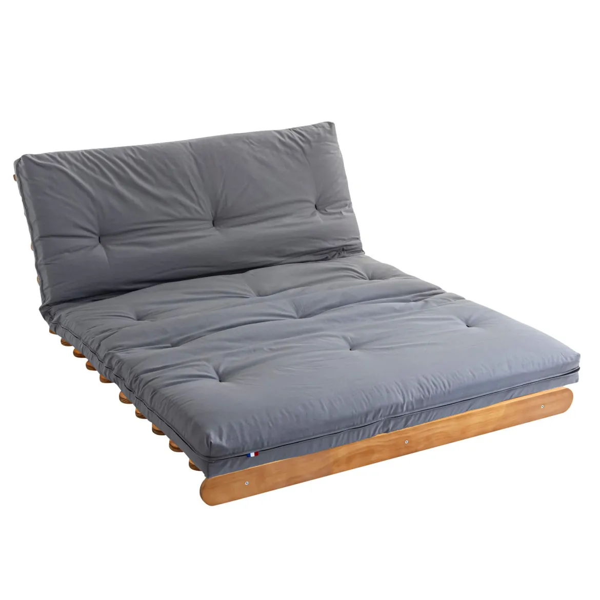 Ensemble matelas futon en coton et structure en bois massif naturel
